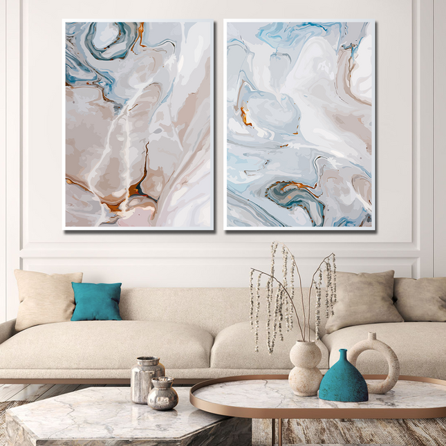 Tableau BLEU MARBRÉ – Art Abstrait