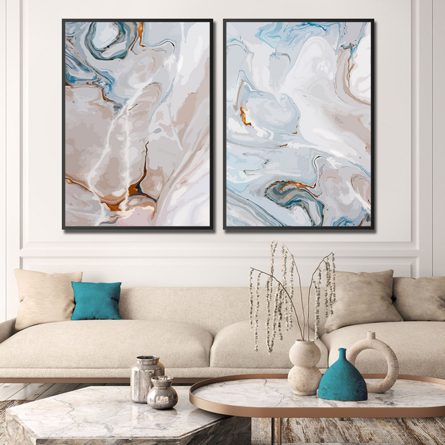 Tableau BLEU MARBRÉ – Art Abstrait