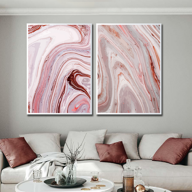 Tableau ROSE MARBRÉ – Art Abstrait
