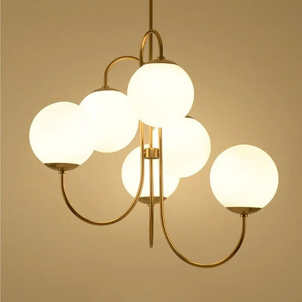 Suspension Opaline – Design Doré