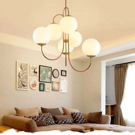 Suspension Opaline – Design Doré