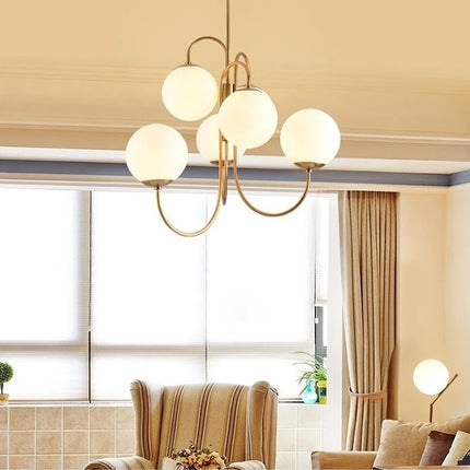 Suspension Opaline – Design Doré