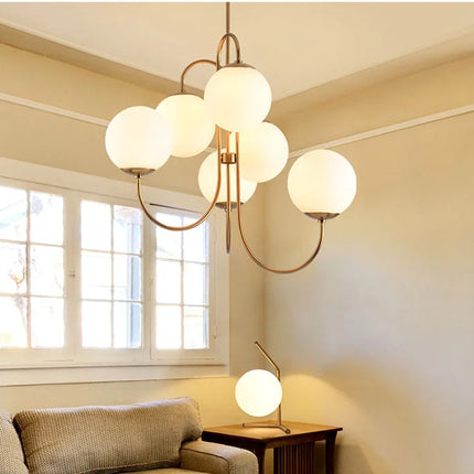 Suspension Opaline – Design Doré